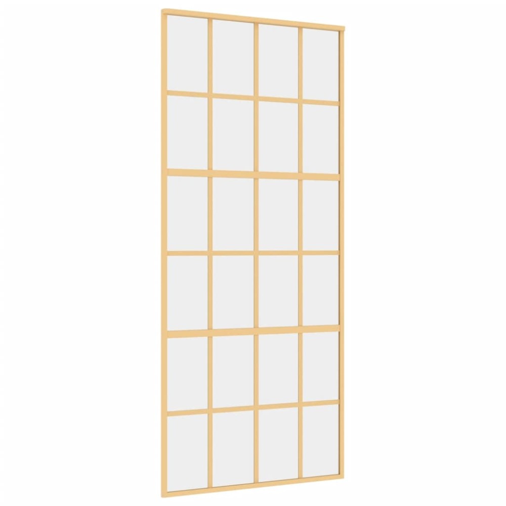 vidaXL Ușă glisantă, auriu, 90x205 cm, sticlă ESG mată și aluminiu