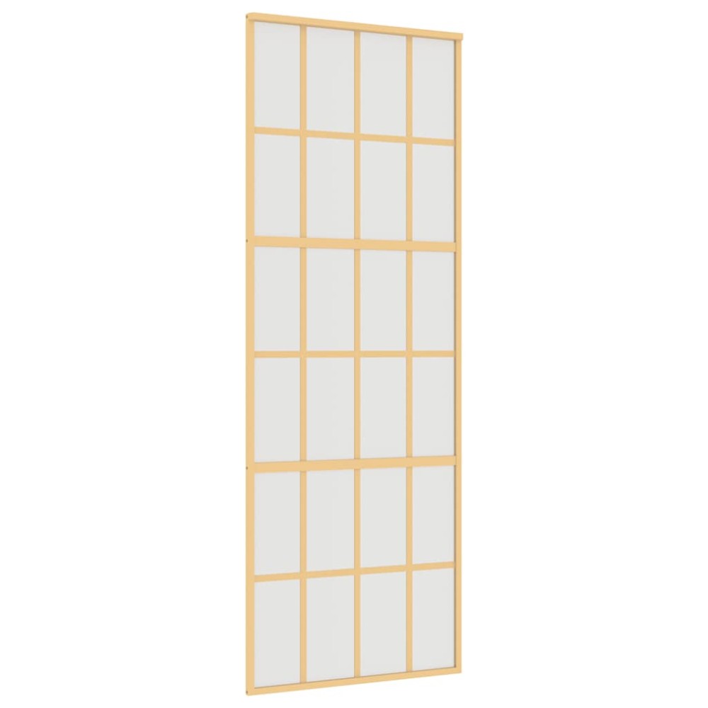 vidaXL Ușă glisantă, auriu, 76x205 cm, sticlă ESG mată și aluminiu