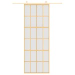 vidaXL Ușă glisantă, auriu, 76x205 cm, sticlă ESG mată și aluminiu
