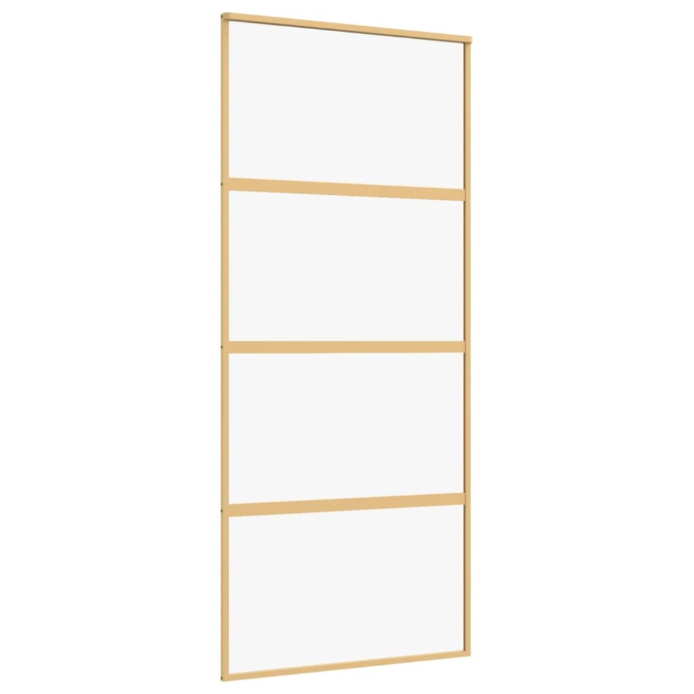 vidaXL Ușă glisantă, auriu, 90x205 cm, sticlă ESG mată și aluminiu
