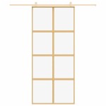 vidaXL Ușă glisantă, auriu, 90x205 cm, sticlă ESG mată și aluminiu