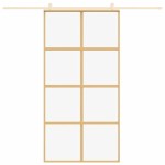 vidaXL Ușă glisantă, auriu, 102,5x205 cm, sticlă ESG mată și aluminiu