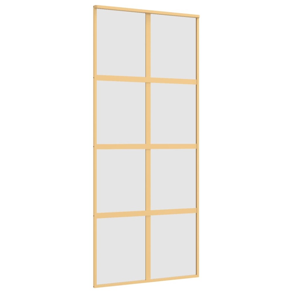 vidaXL Ușă glisantă, auriu, 90x205 cm, sticlă ESG mată și aluminiu