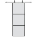 vidaXL Ușă glisantă, negru, 76x205 cm, sticlă securizată și aluminiu