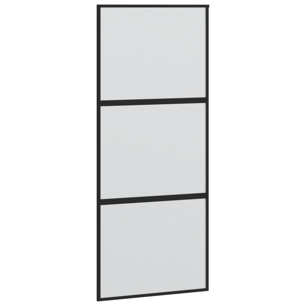 vidaXL Ușă glisantă, negru, 90x205 cm, sticlă securizată și aluminiu