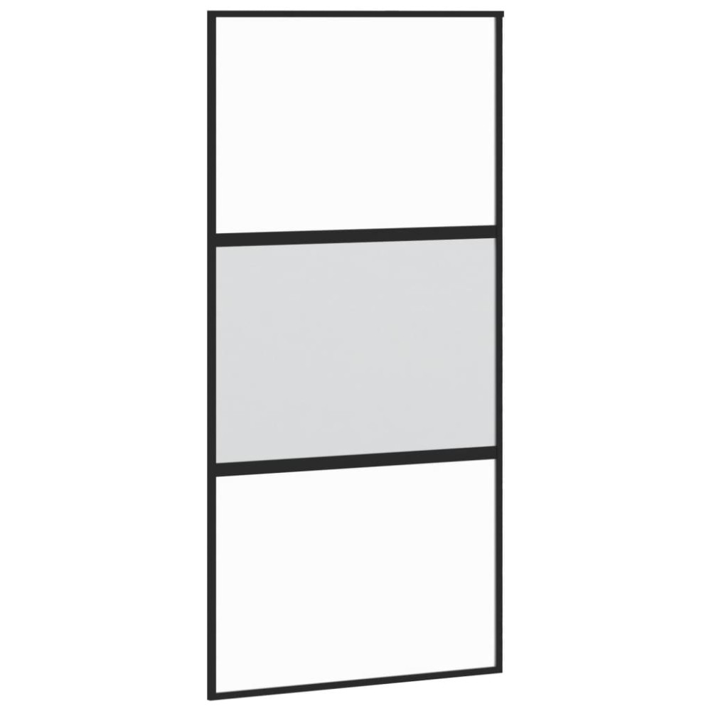 vidaXL Ușă glisantă, negru, 102,5x205 cm, sticlă securizată/aluminiu