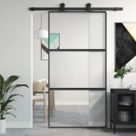 vidaXL Ușă glisantă, negru, 102,5x205 cm, sticlă securizată/aluminiu vidaXL Ușă glisantă, negru, 102,5x205 cm, sticlă securizată/aluminiu