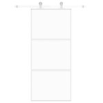 vidaXL Ușă glisantă, alb, 90x205 cm, sticlă securizată/aluminiu