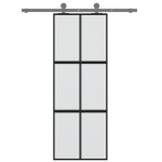 vidaXL Ușă glisantă, negru, 76x205 cm, sticlă securizată și aluminiu