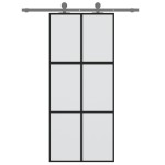 vidaXL Ușă glisantă, negru, 90x205 cm, sticlă securizată și aluminiu