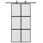 vidaXL Ușă glisantă, negru, 102,5x205 cm, sticlă securizată/aluminiu