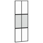 vidaXL Ușă glisantă, negru, 76x205 cm, sticlă securizată și aluminiu vidaXL Ușă glisantă, negru, 76x205 cm, sticlă securizată și aluminiu