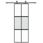 vidaXL Ușă glisantă, negru, 76x205 cm, sticlă securizată și aluminiu vidaXL Ușă glisantă, negru, 76x205 cm, sticlă securizată și aluminiu
