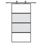 vidaXL Ușă glisantă, negru, 102,5x205 cm, sticlă securizată/aluminiu