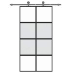 vidaXL Ușă glisantă, negru, 102,5x205 cm, sticlă securizată/aluminiu