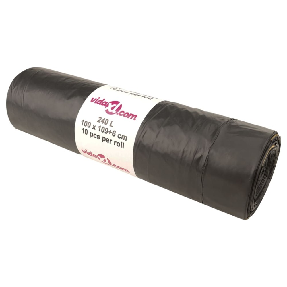 vidaXL Saci de gunoi cu șnururi 150 buc. negru 240 L