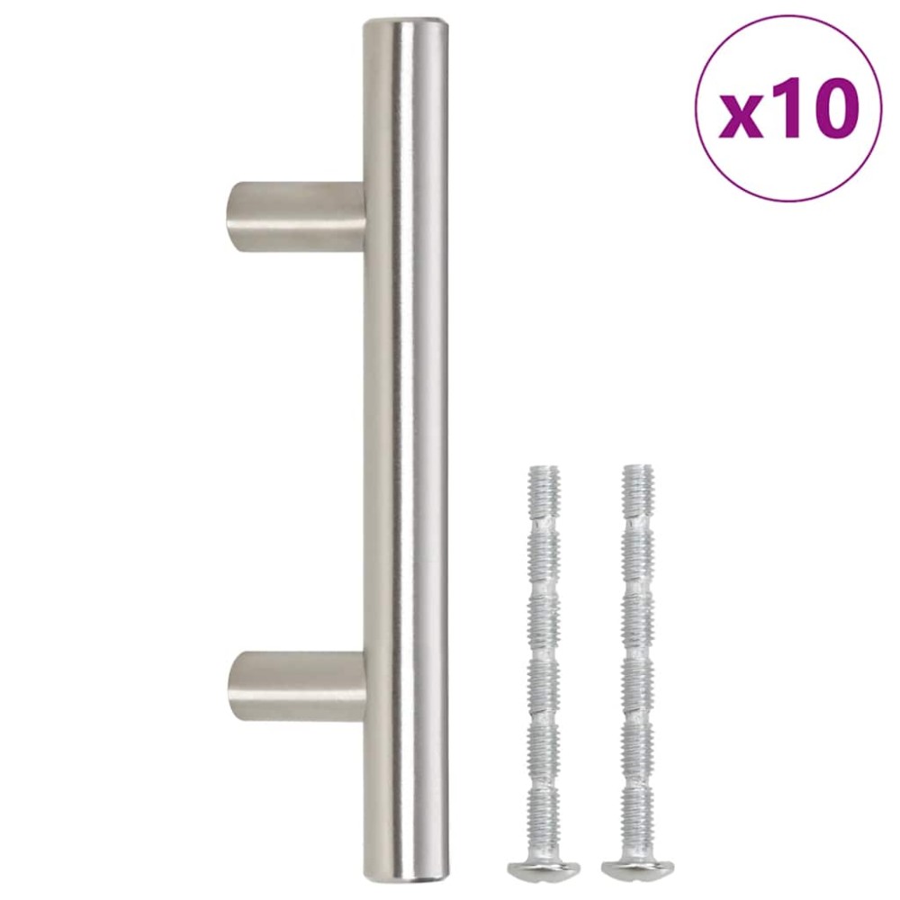 vidaXL Mânere de dulap, 10 buc., argintiu, 64 mm, oțel inoxidabil