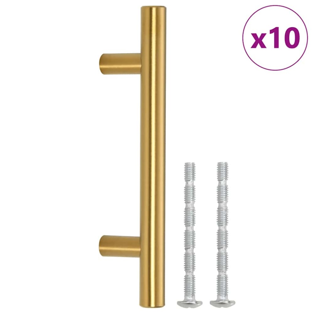 vidaXL Mânere de dulap, 10 buc., auriu, 64 mm, oțel inoxidabil