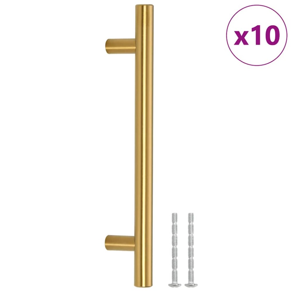 vidaXL Mânere de dulap, 10 buc., auriu, 128 mm, oțel inoxidabil