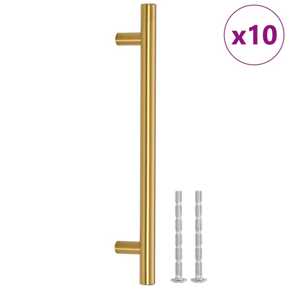 vidaXL Mânere de dulap, 10 buc., auriu, 160 mm, oțel inoxidabil