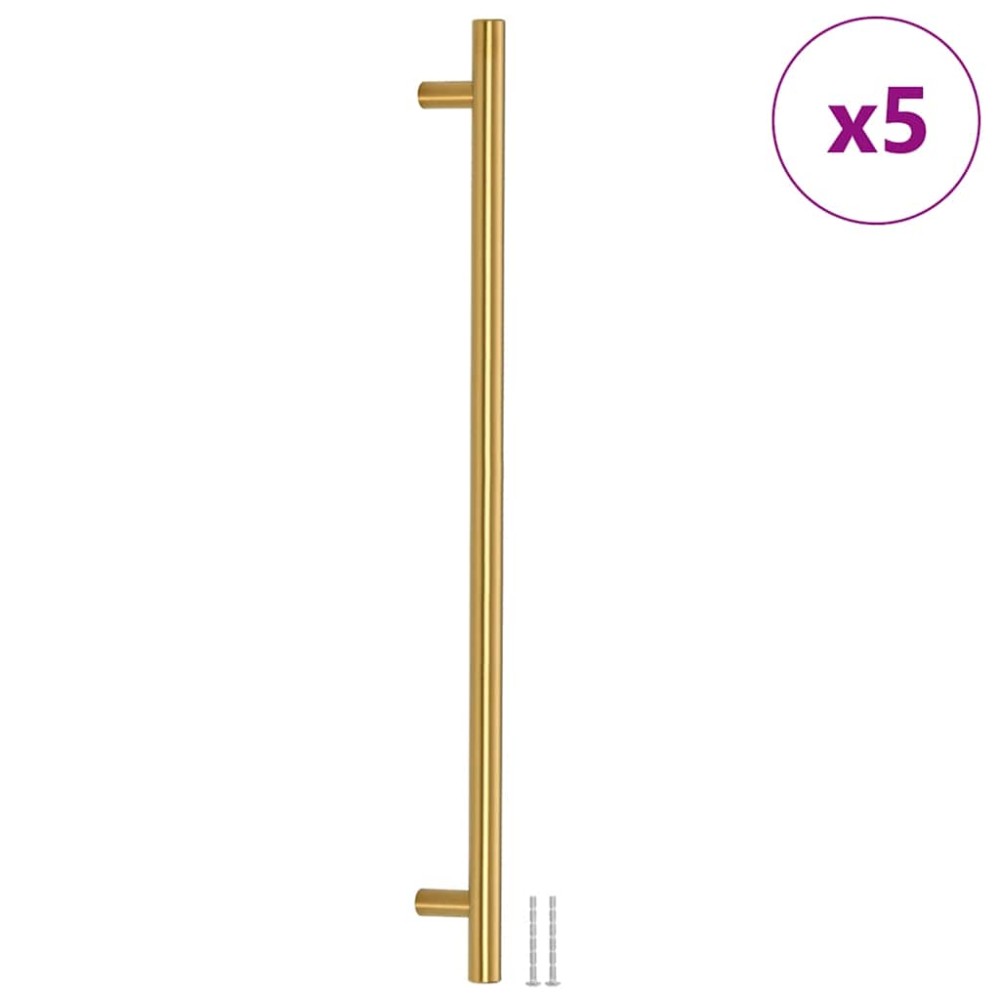 vidaXL Mânere de dulap, 5 buc., auriu, 480 mm, oțel inoxidabil