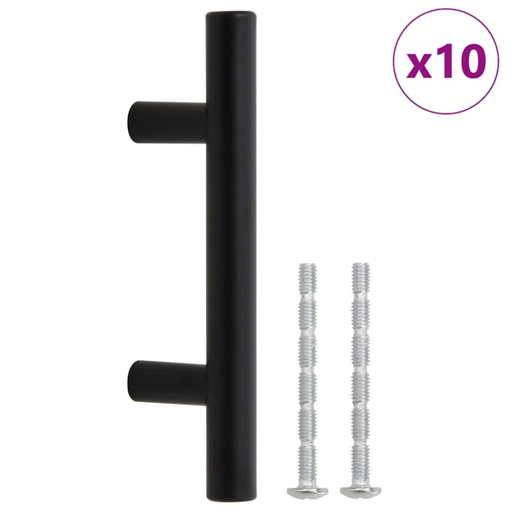 vidaXL Mânere de dulap, 10 buc., negru, 64 mm, oțel inoxidabil