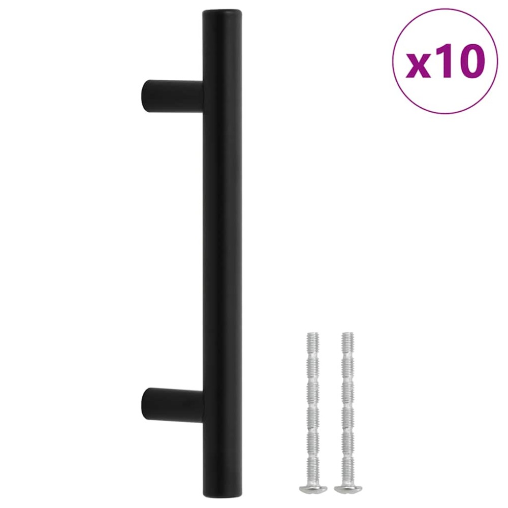 vidaXL Mânere de dulap, 10 buc., negru, 96 mm, oțel inoxidabil