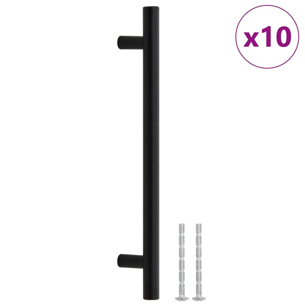 vidaXL Mânere de dulap, 10 buc., negru, 160 mm, oțel inoxidabil