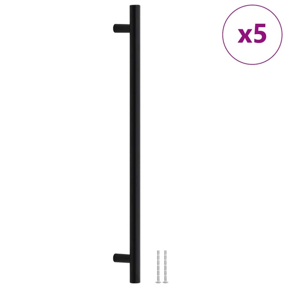 vidaXL Mânere de dulap, 5 buc., negru, 320 mm, oțel inoxidabil