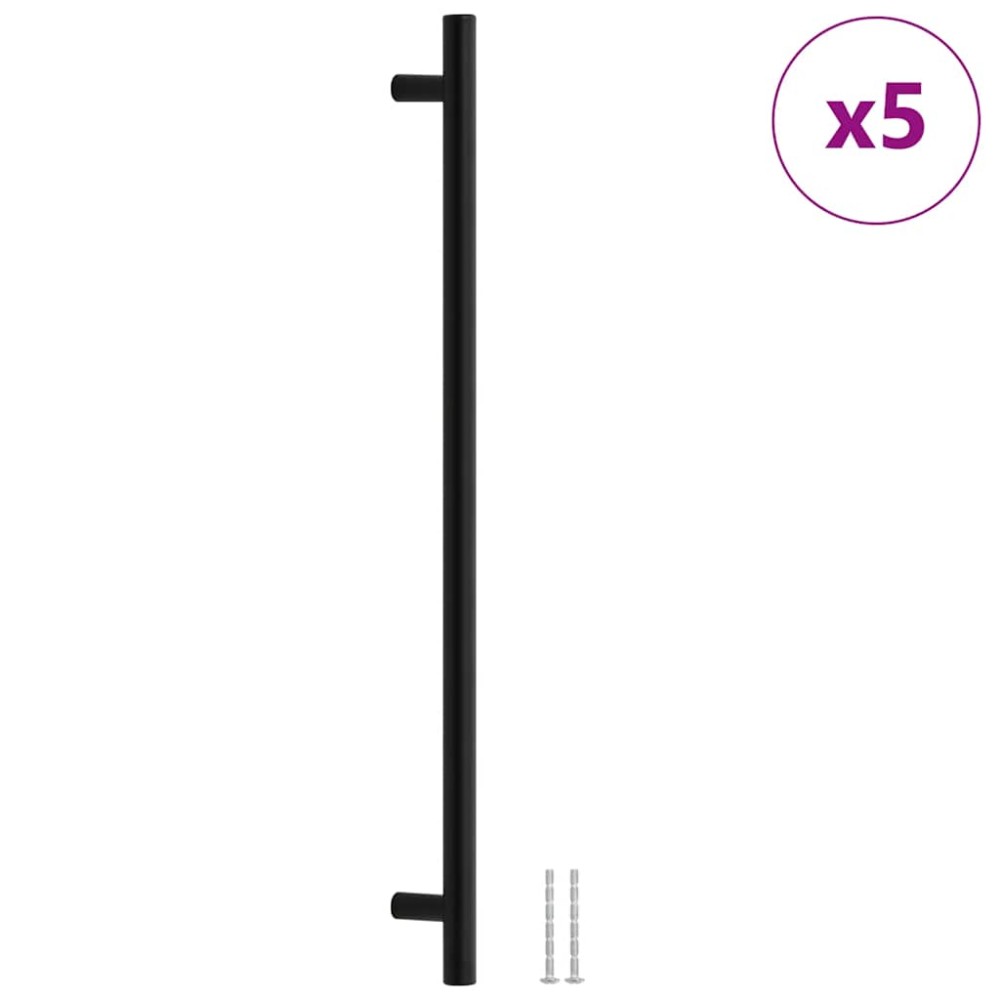 vidaXL Mânere de dulap, 5 buc., negru, 480 mm, oțel inoxidabil