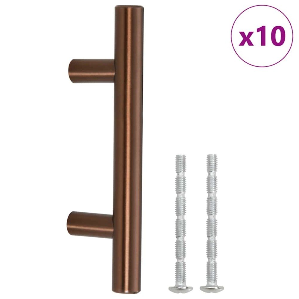 vidaXL Mânere de dulap, 10 buc., bronz, 64 mm, oțel inoxidabil