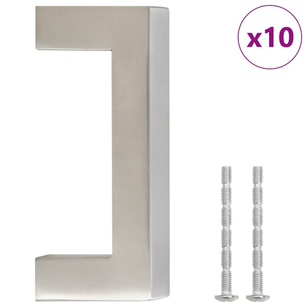 vidaXL Mânere de dulap, 10 buc., argintiu, 64 mm, oțel inoxidabil