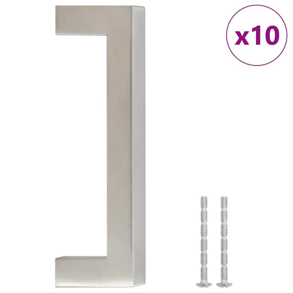 vidaXL Mânere de dulap, 10 buc., argintiu, 96 mm, oțel inoxidabil