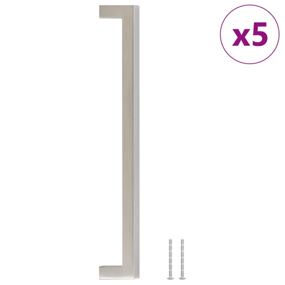 vidaXL Mânere de dulap, 5 buc., argintiu, 224 mm, oțel inoxidabil