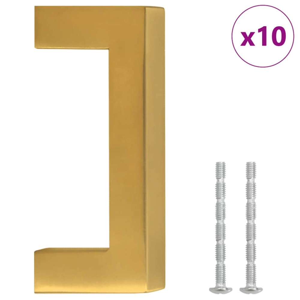 vidaXL Mânere de dulap, 10 buc., auriu, 64 mm, oțel inoxidabil