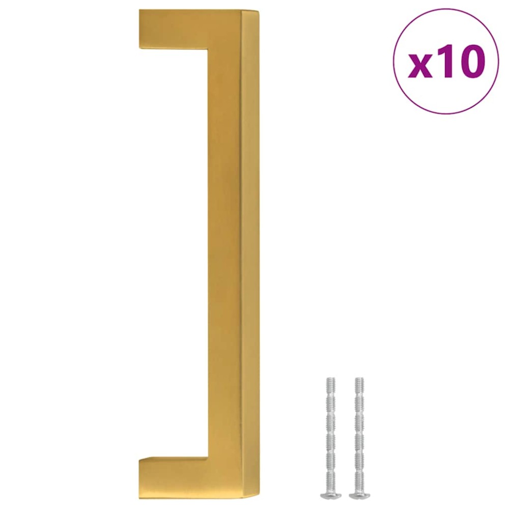 vidaXL Mânere de dulap, 10 buc., auriu, 128 mm, oțel inoxidabil