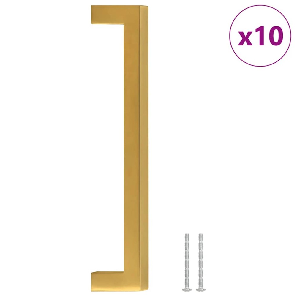vidaXL Mânere de dulap, 10 buc., auriu, 160 mm, oțel inoxidabil