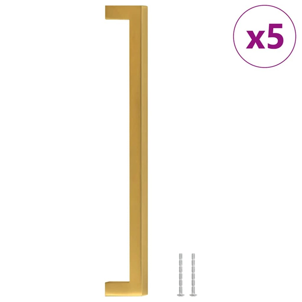 vidaXL Mânere de dulap, 5 buc., auriu, 224 mm, oțel inoxidabil