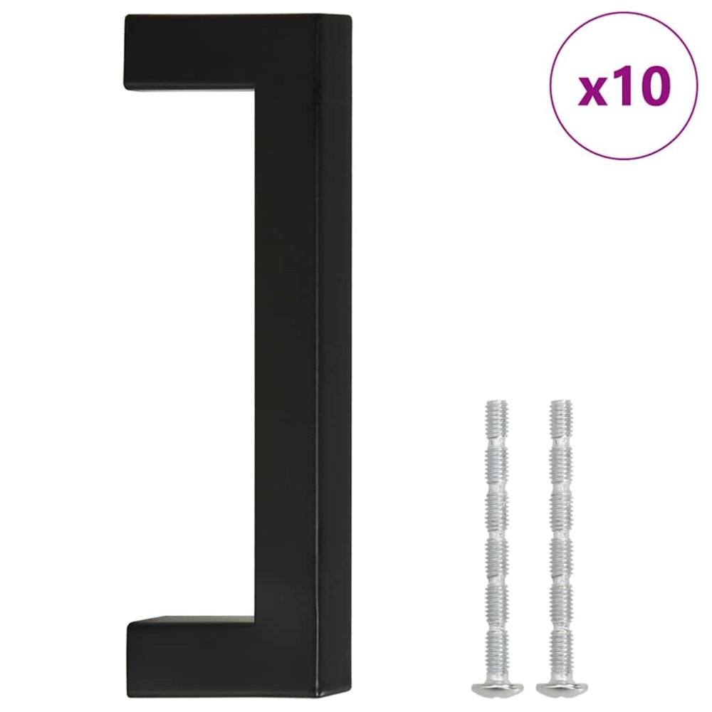 vidaXL Mânere de dulap, 10 buc., negru, 96 mm, oțel inoxidabil