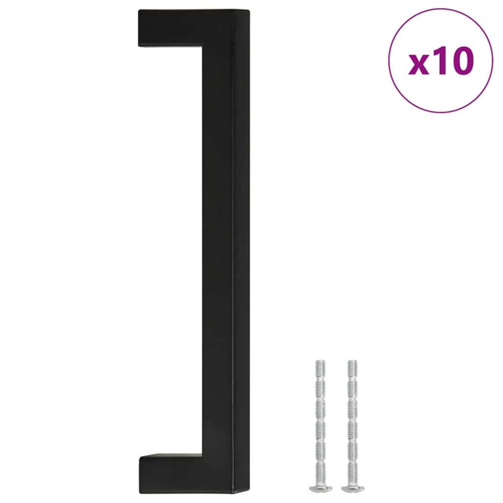 vidaXL Mânere de dulap, 10 buc., negru, 160 mm, oțel inoxidabil