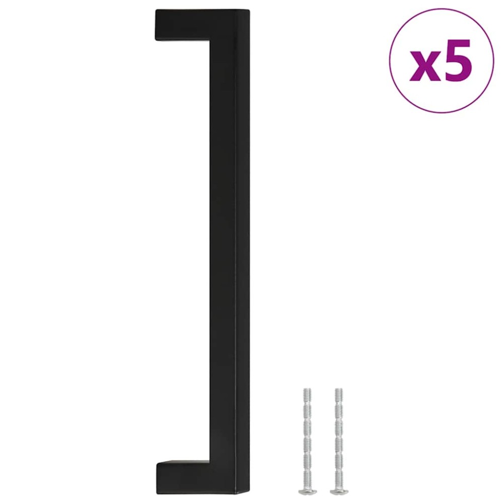 vidaXL Mânere de dulap, 5 buc., negru, 192 mm, oțel inoxidabil