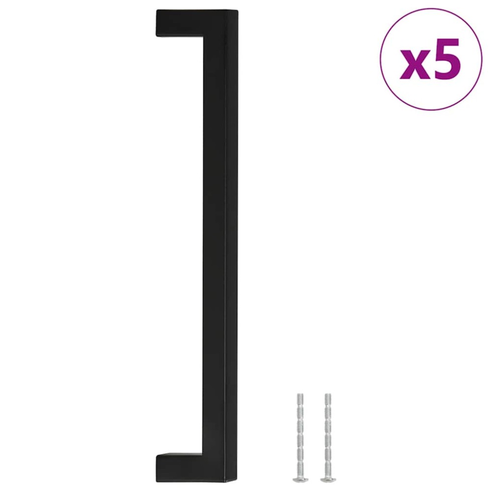 vidaXL Mânere de dulap, 5 buc., negru, 224 mm, oțel inoxidabil