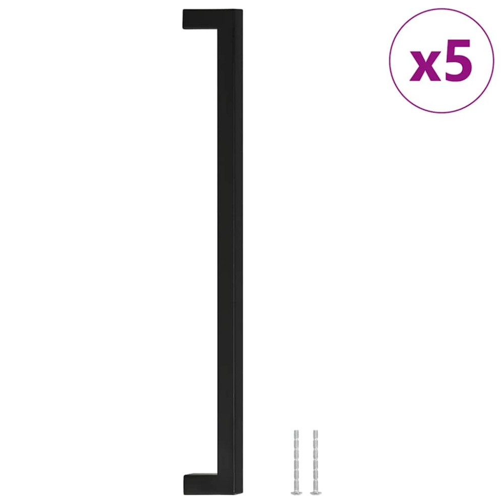 vidaXL Mânere de dulap, 5 buc., negru, 320 mm, oțel inoxidabil
