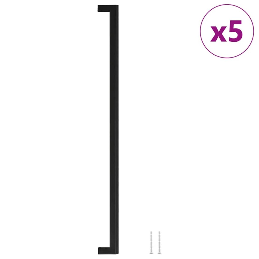 vidaXL Mânere de dulap, 5 buc., negru, 480 mm, oțel inoxidabil