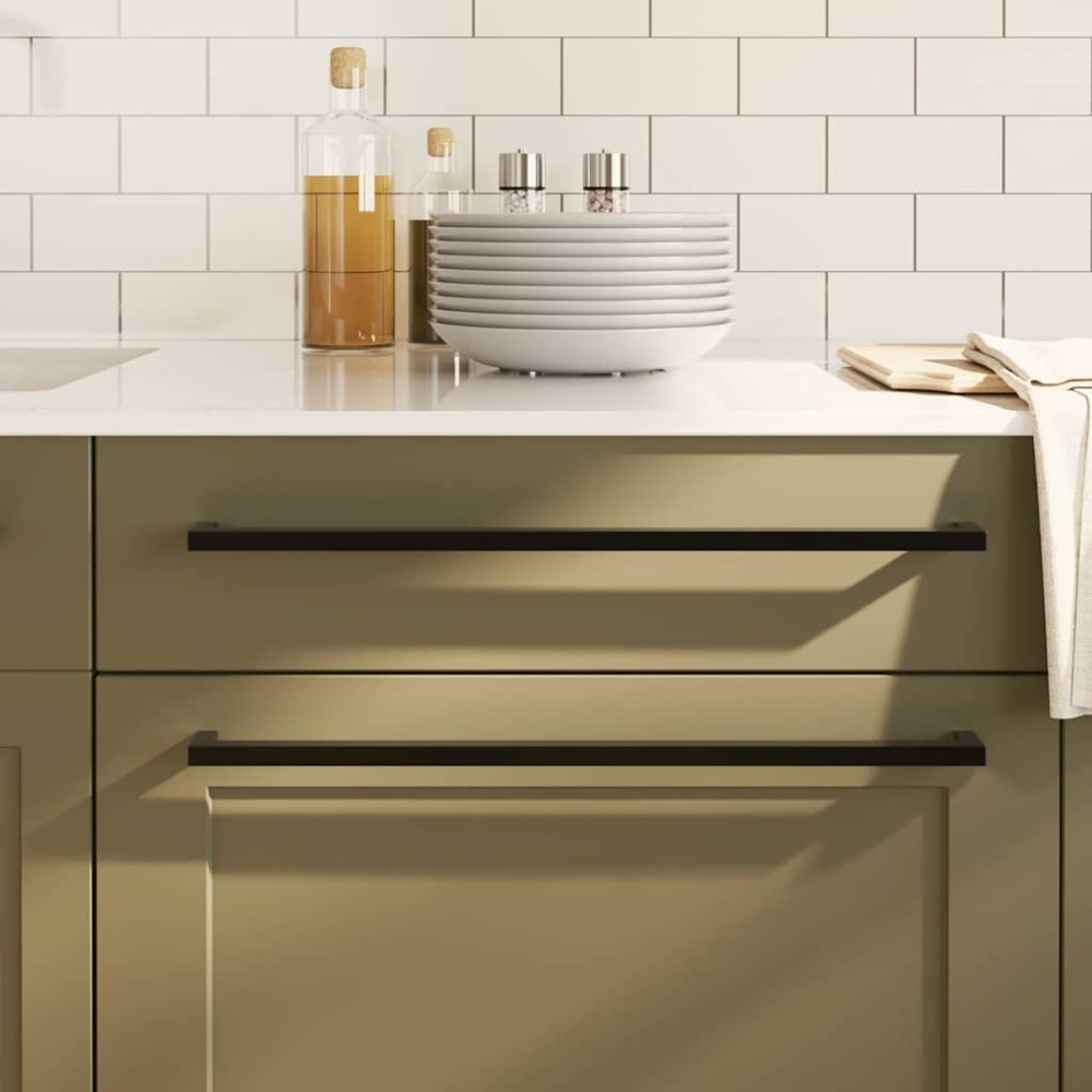 vidaXL Mânere de dulap, 5 buc., negru, 480 mm, oțel inoxidabil