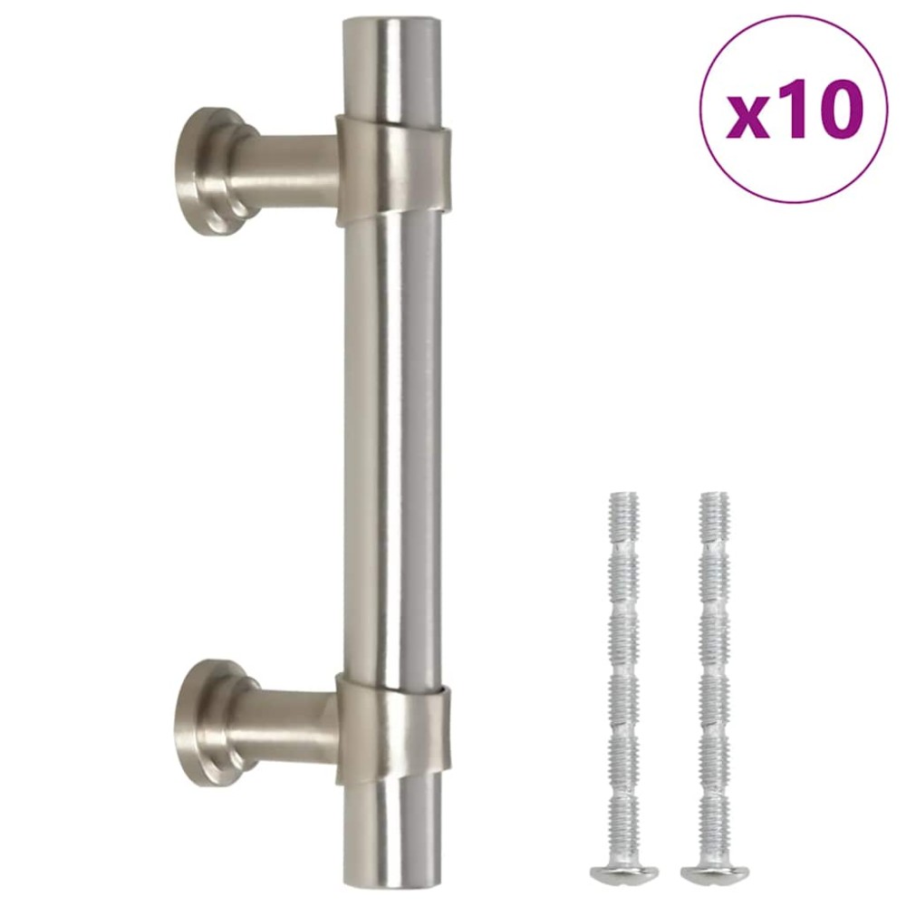 vidaXL Mânere de dulap, 10 buc., argintiu, 64 mm, oțel inoxidabil