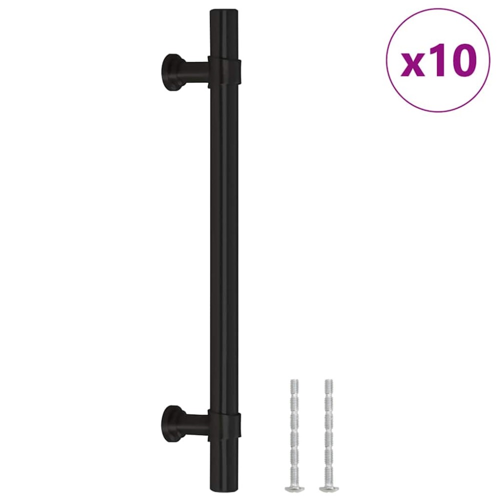 vidaXL Mânere de dulap, 10 buc., negru, 128 mm, oțel inoxidabil