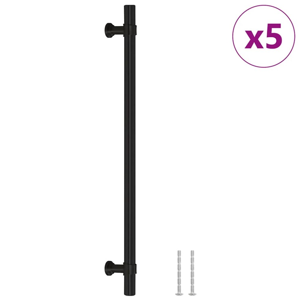 vidaXL Mânere de dulap, 5 buc., negru, 224 mm, oțel inoxidabil