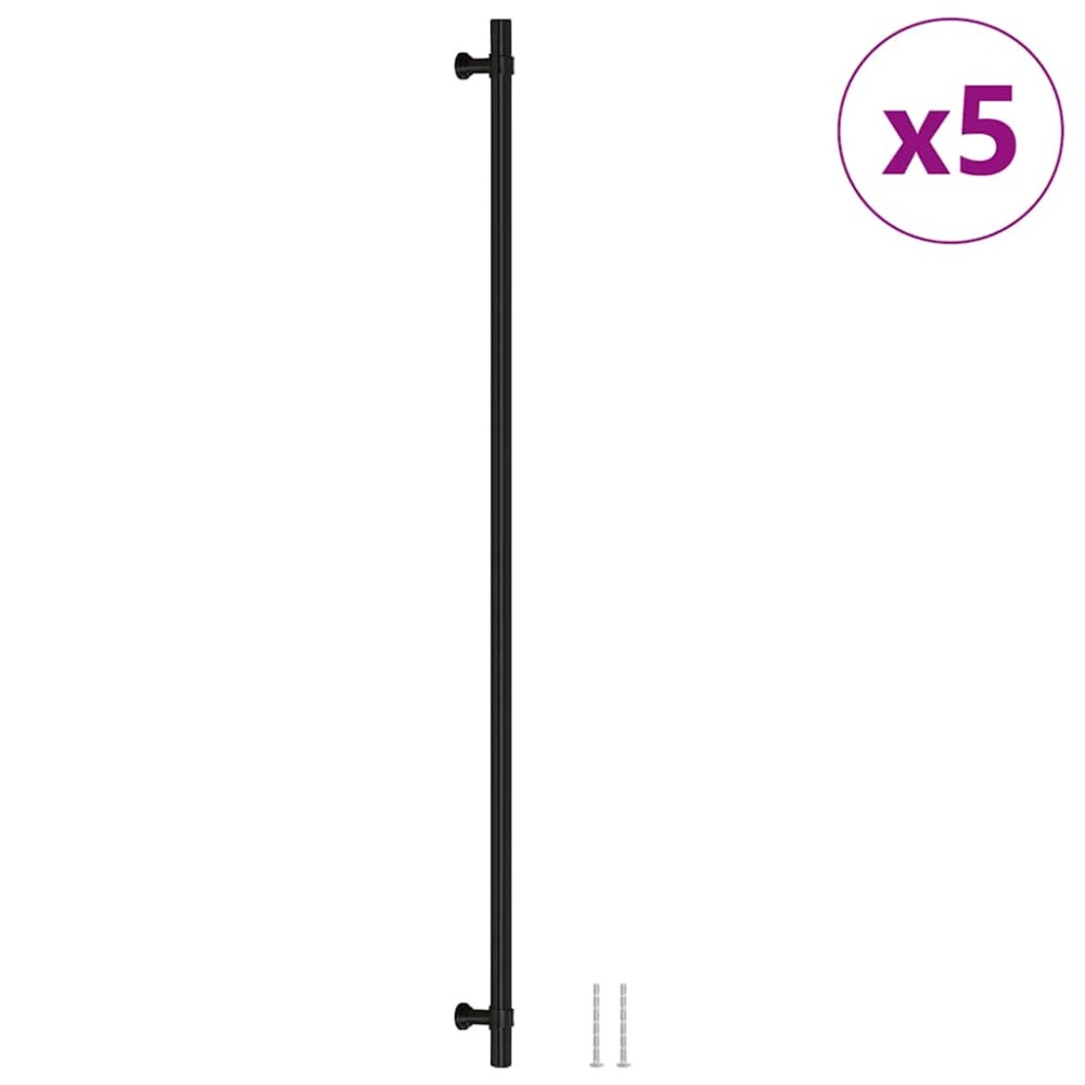 vidaXL Mânere de dulap, 5 buc., negru, 480 mm, oțel inoxidabil