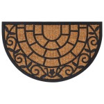 vidaXL Covoraș de ușă semirotund, 45x75 cm, cauciuc și nucă de cocos